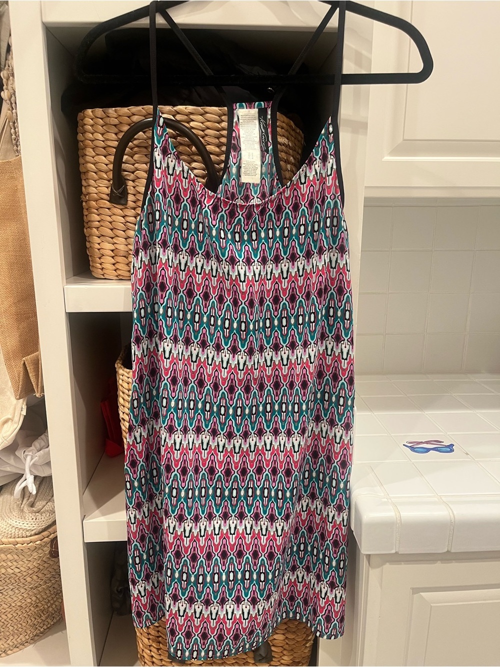 Kenneth Cole Colorblock Tank Dress — Teal, Magenta & Black Trim